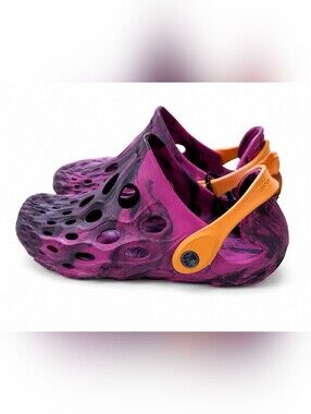 Merrell Hydro Moc Child Size 4 Purple Black Water Shoes Slip On Clogs